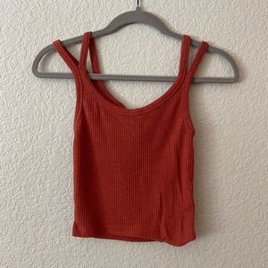 Truly Madly Deeply Burnt Orange Cropped Ribbed Tank Top